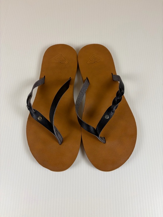 Roxy Shoes - Roxy Braided Leather Flip Flop Sandals Women’s Black Brown Casual Beach